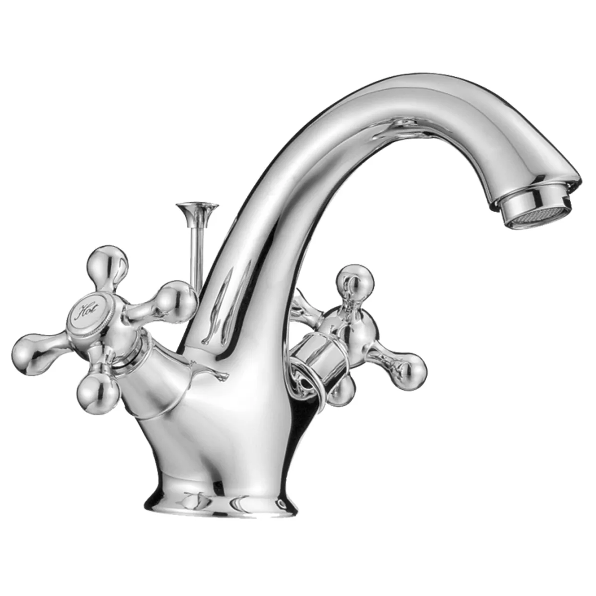 СМЕСИТЕЛ ЗА УМИВАЛНИК РЕТРО 1002851, С КЕРАМИЧНА ГЛАВА, ХРОМ