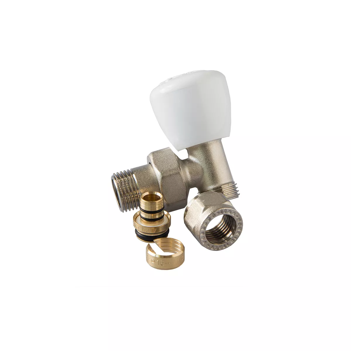 КРАН РАДИАТОРЕН ЪГЛОВ С АДАПТОР 16*2 FORNARA 5511202