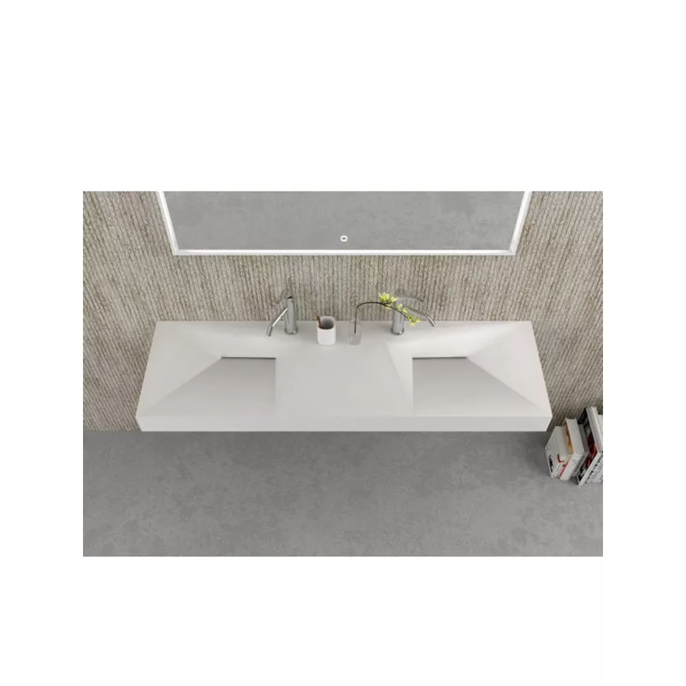 ДВОЕН УМИВАЛНК ЗА СТЕНЕН МОНТАЖ БЯЛ МАТ 150*46*12 15046