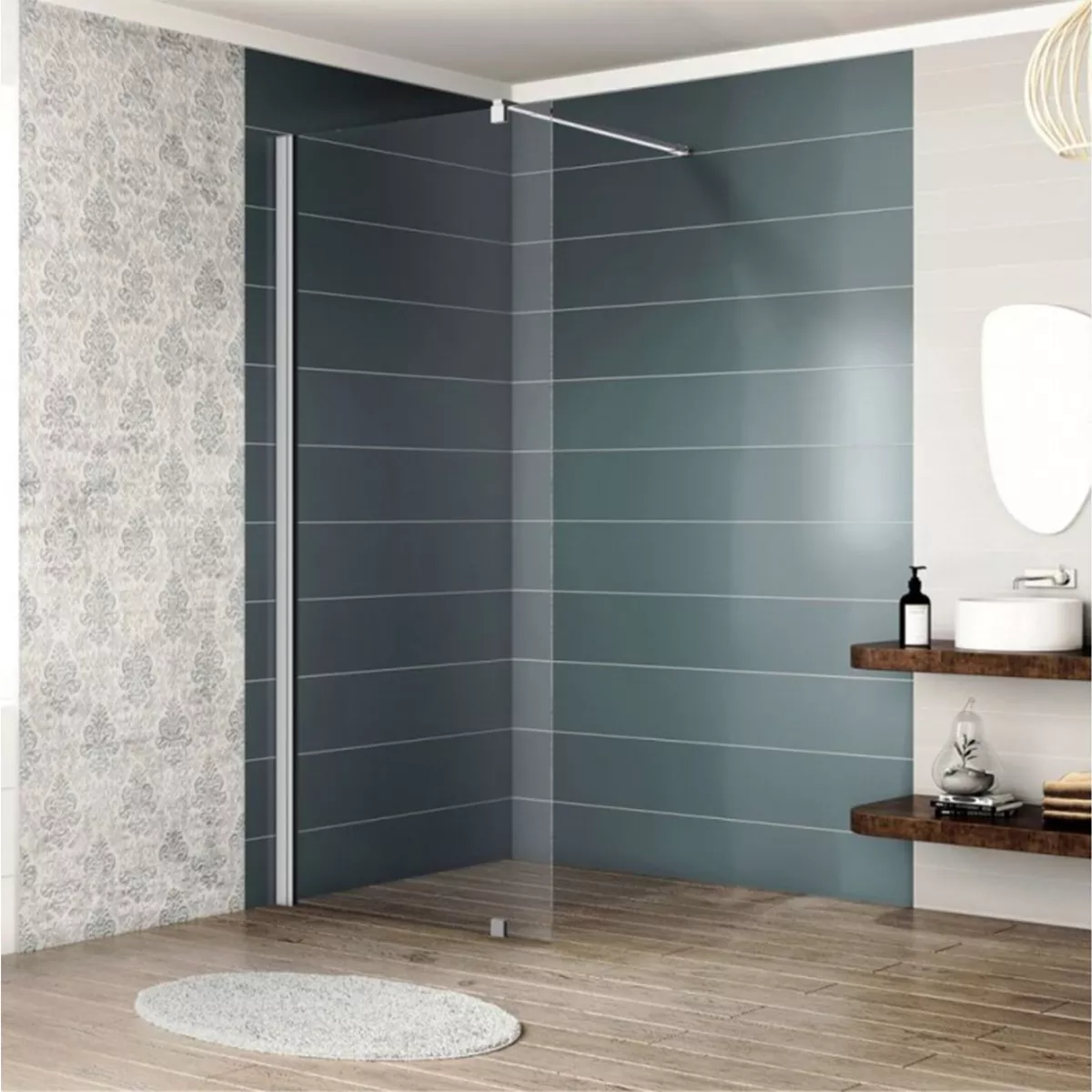 СТАЦИОНАРЕН ПАРАВАН ПРОЗРАЧНО СТЪКЛО 100 СМ