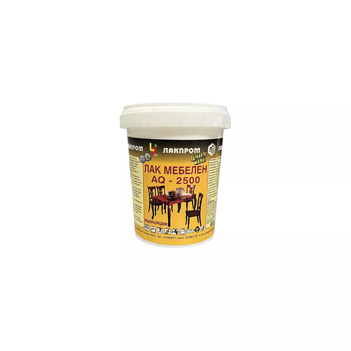 ЛАК МЕБЕЛЕН AQ-2500 0,460МЛ ВОДОРАЗРЕДИМ ЛАКПРОМ