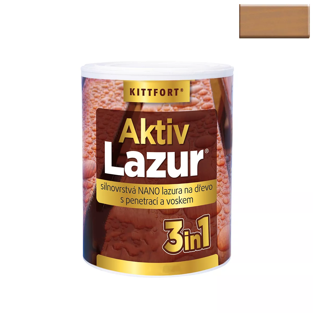 ЛАК AKTIV LAZUR 3В1 ЗА ДЪРВО 750МЛ ДЪБ