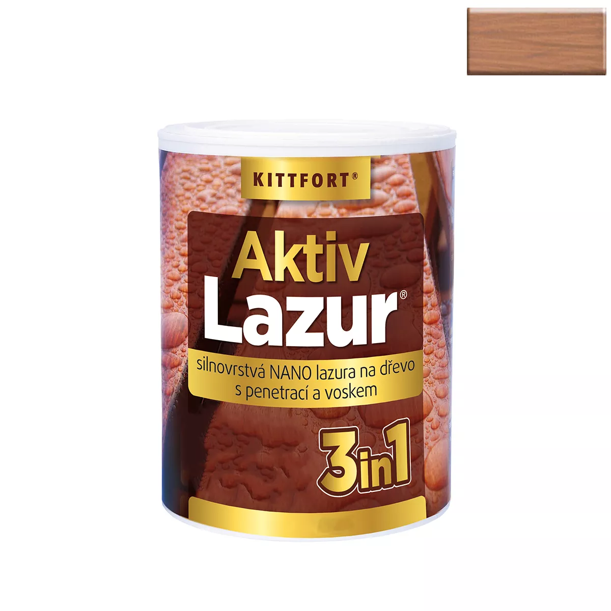 ЛАК AKTIV LAZUR 3В1 ЗА ДЪРВО 750МЛ КЕСТЕН