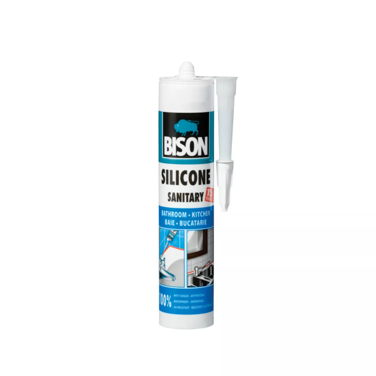 САНИТАРЕН СИЛИКОН ПРОЗРАЧЕН 280МЛ BISON