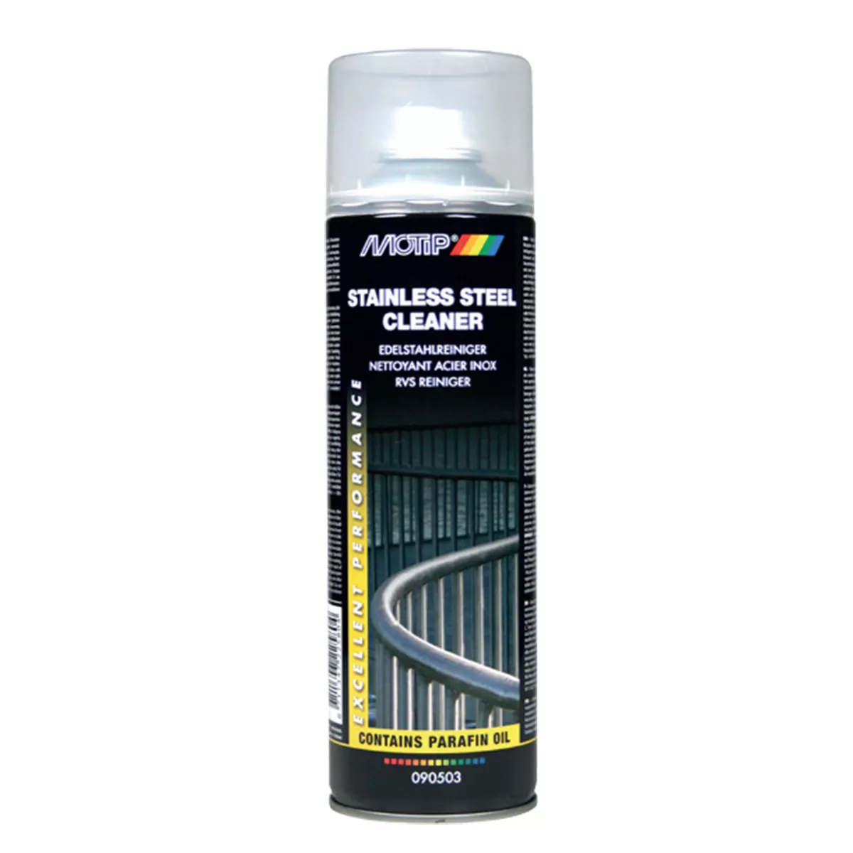 СПРЕЙ ЗА ПОЧИСТВАНЕ НА НЕРЪЖДАЕМА СТОМАНА MOTIP 500МЛ