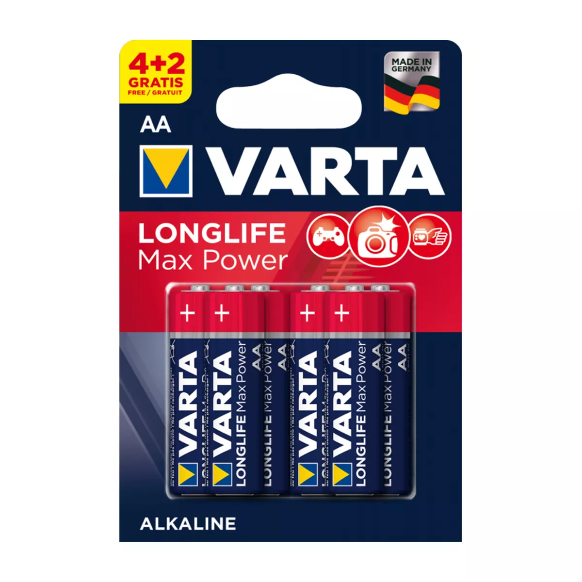 АЛКАЛНИ БАТЕРИИ 4+2 АА LR 6 LONGLIFE MAX POWER VARTA