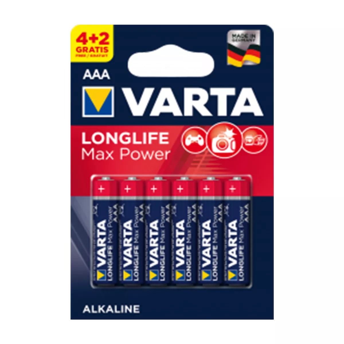 АЛКАЛНИ БАТЕРИИ 4+2 ААА LR 03 LONGLIFE MAX POWER VARTA