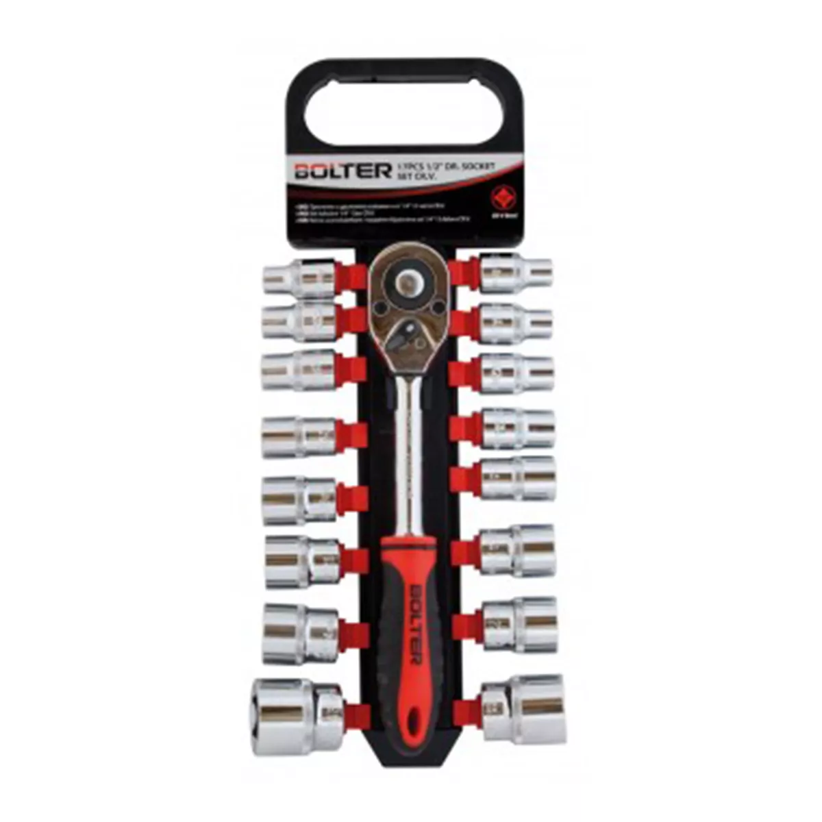 КОМПЛЕКТ ВЛОЖКИ 1/2 17 ЧАСТИ С ТРЕСЧОТКА И УДЪЛЖИТЕЛ BOLTER XG53136