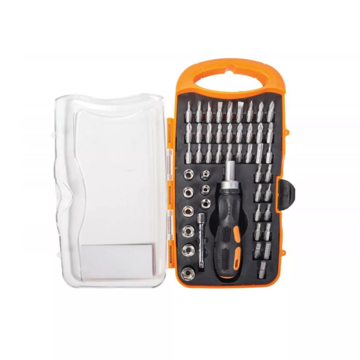 ОТВЕРТКА - ТРЕСЧОТКА С НАКРАЙНИЦИ И ВЛОЖКИ КОМПЛЕКТ 49 ЧАСТИ 225209