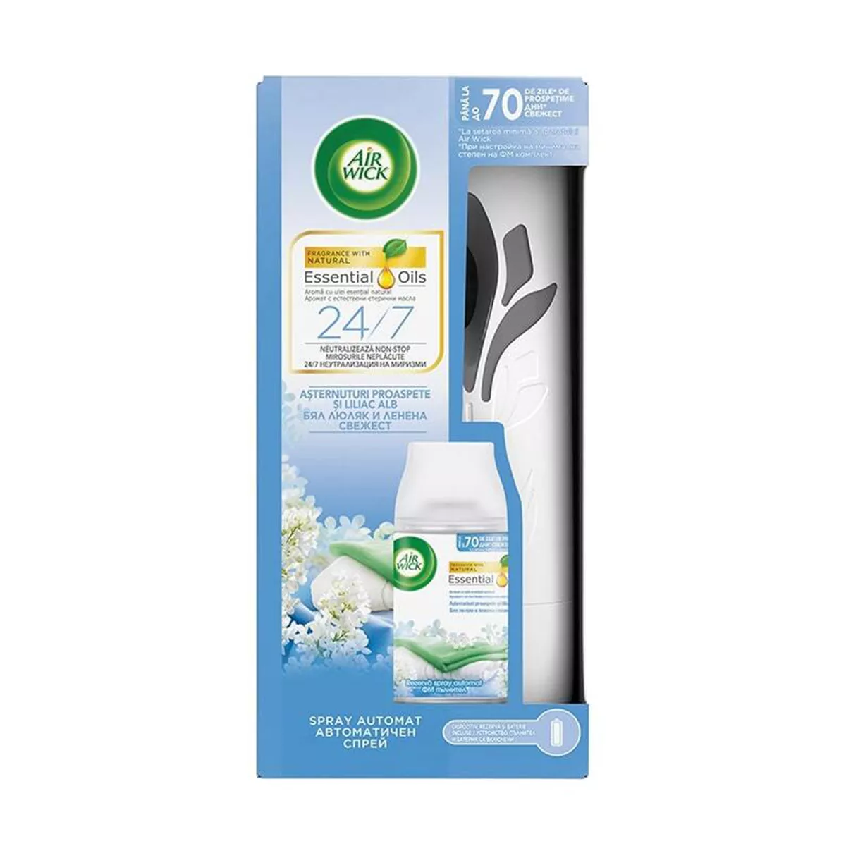 АРОМАТИЗАТОР AIR WICK БЯЛ ЛЮЛЯК И ЛЕНЕНА СВЕЖЕСТ 250 МЛ