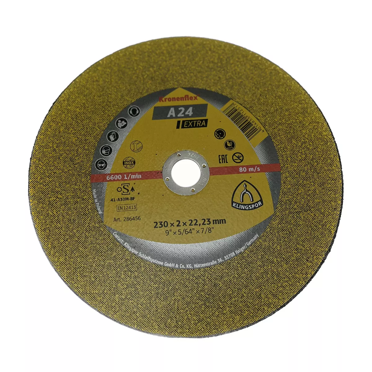 ДИСК 230*2*22,23ММ А24 МЕТАЛ KLINGSPOR 286456