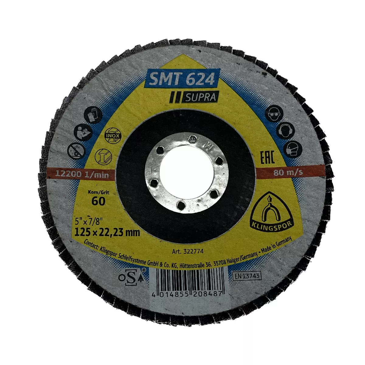 ДИСК 125*22,23/60 ФЛЕКС ИНОКС KLINGSPOR 322774