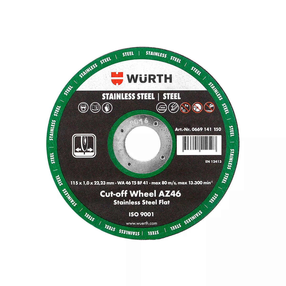 ДИСК ЗА РЯЗАНЕ 115х1х22,23 STANDARD INOX WURTH 0669141150