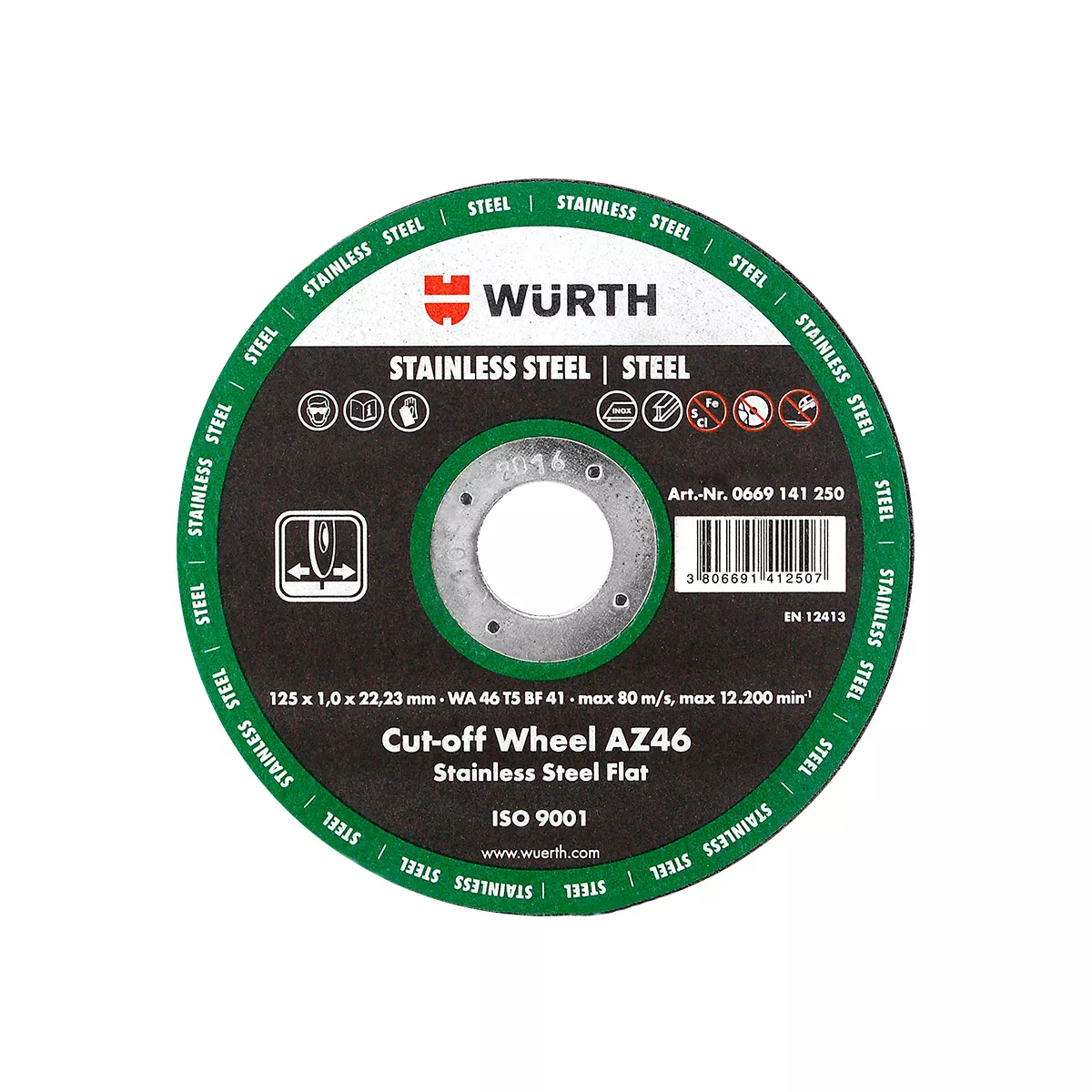 ДИСК ЗА РЯЗАНЕ 125х1х22,23 STANDARD INOX  WURTH 0669141250