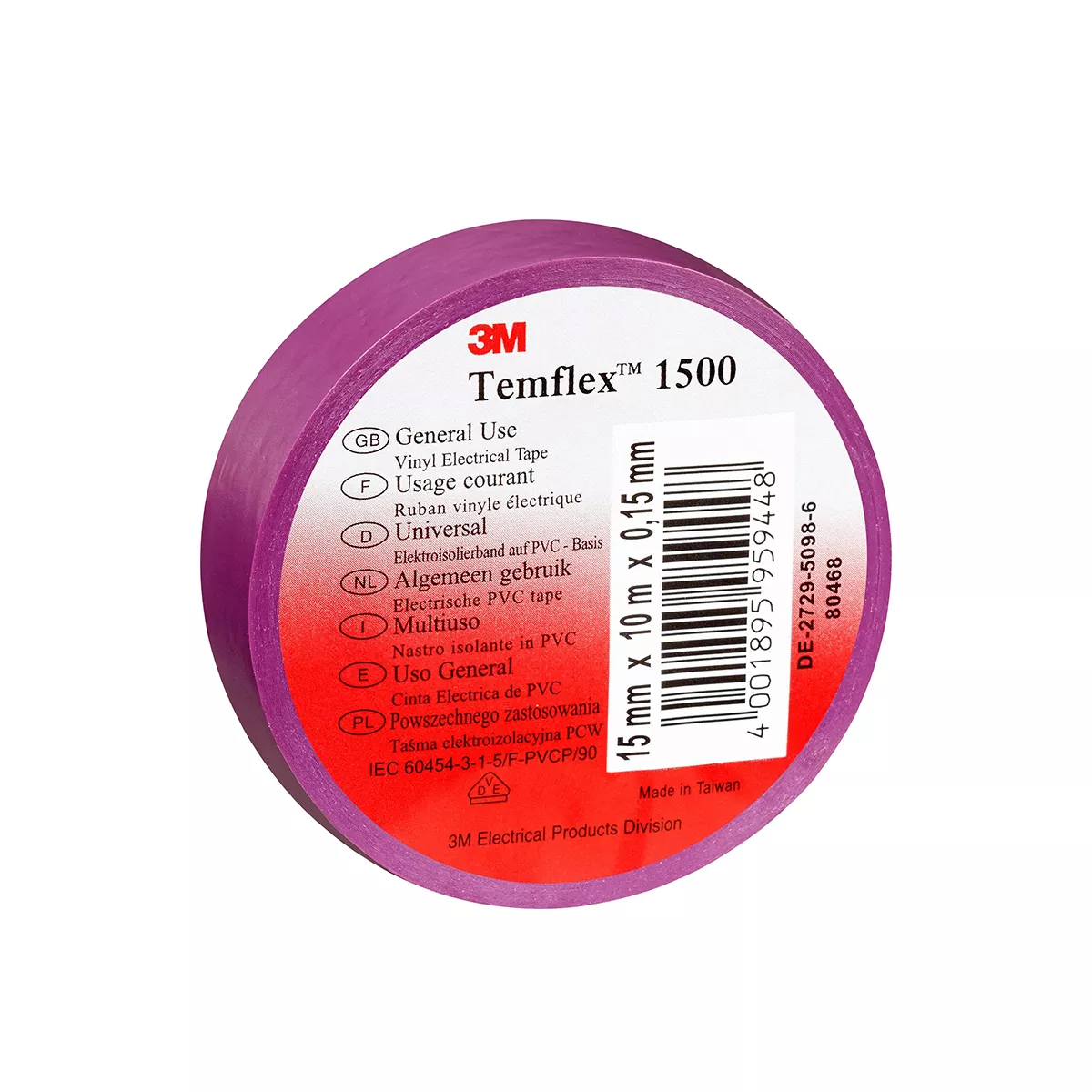 ИЗОЛИРБАНД 10М/15ММ ВИОЛЕТОВ 3M TEMFLEX 1500