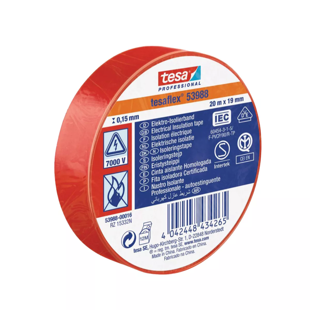 ИЗОЛИРБАНД 20М/19ММ ЧЕРВЕН TESA 53988