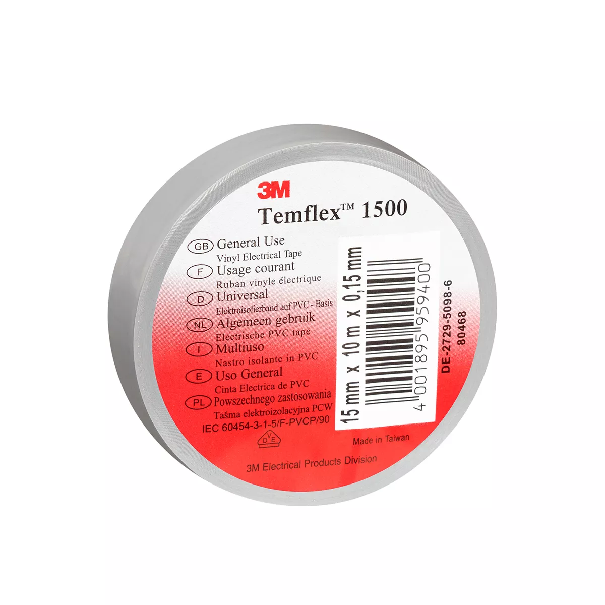 ИЗОЛИРБАНД 10М/15ММ СИВ 3M TEMFLEX 1500