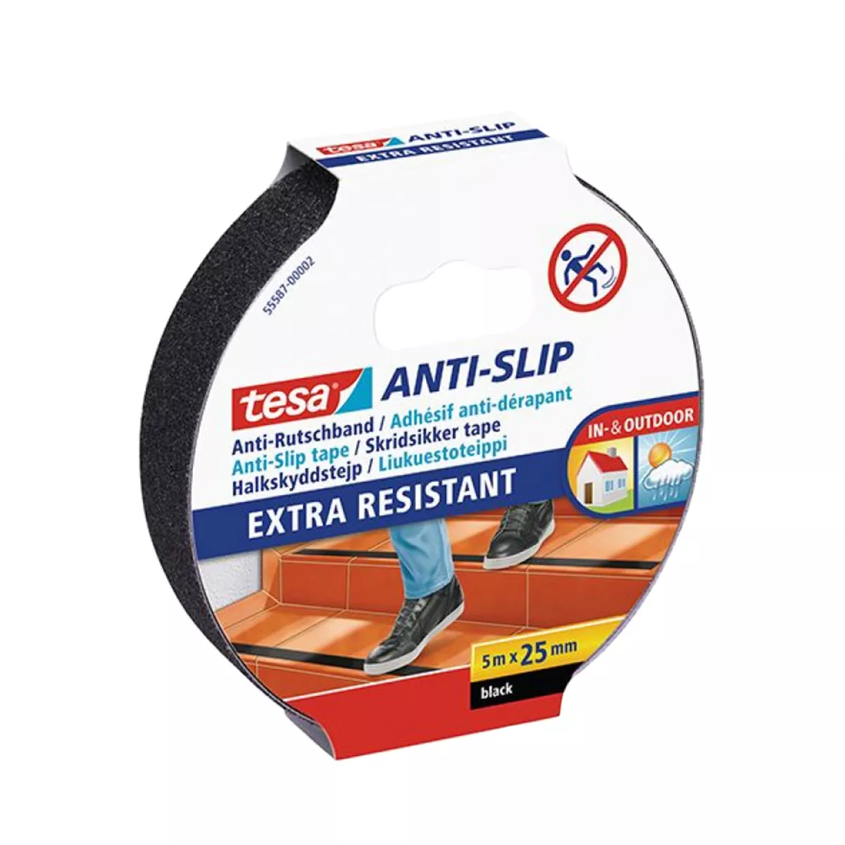 ПРОТИВОПЛЪЗГАЩА ЛЕНТА 5М/25ММ ЧЕРНА TESA