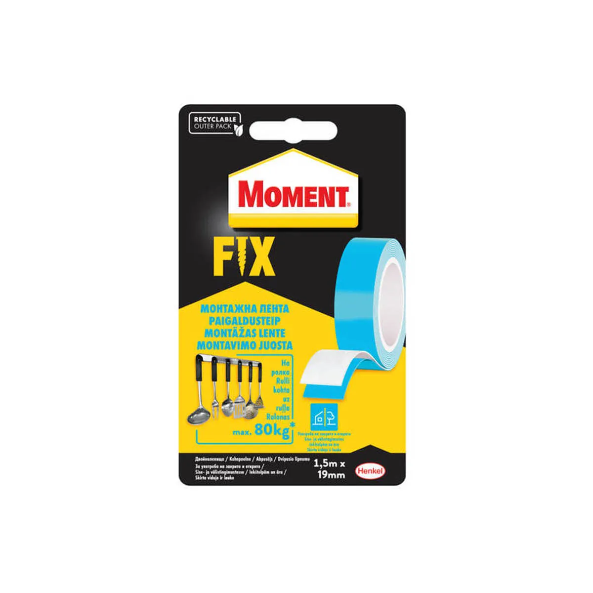 ДВОЙНОЗАЛЕПВАЩА ЛЕНТА 1,5М/19ММ MOMENT FIX