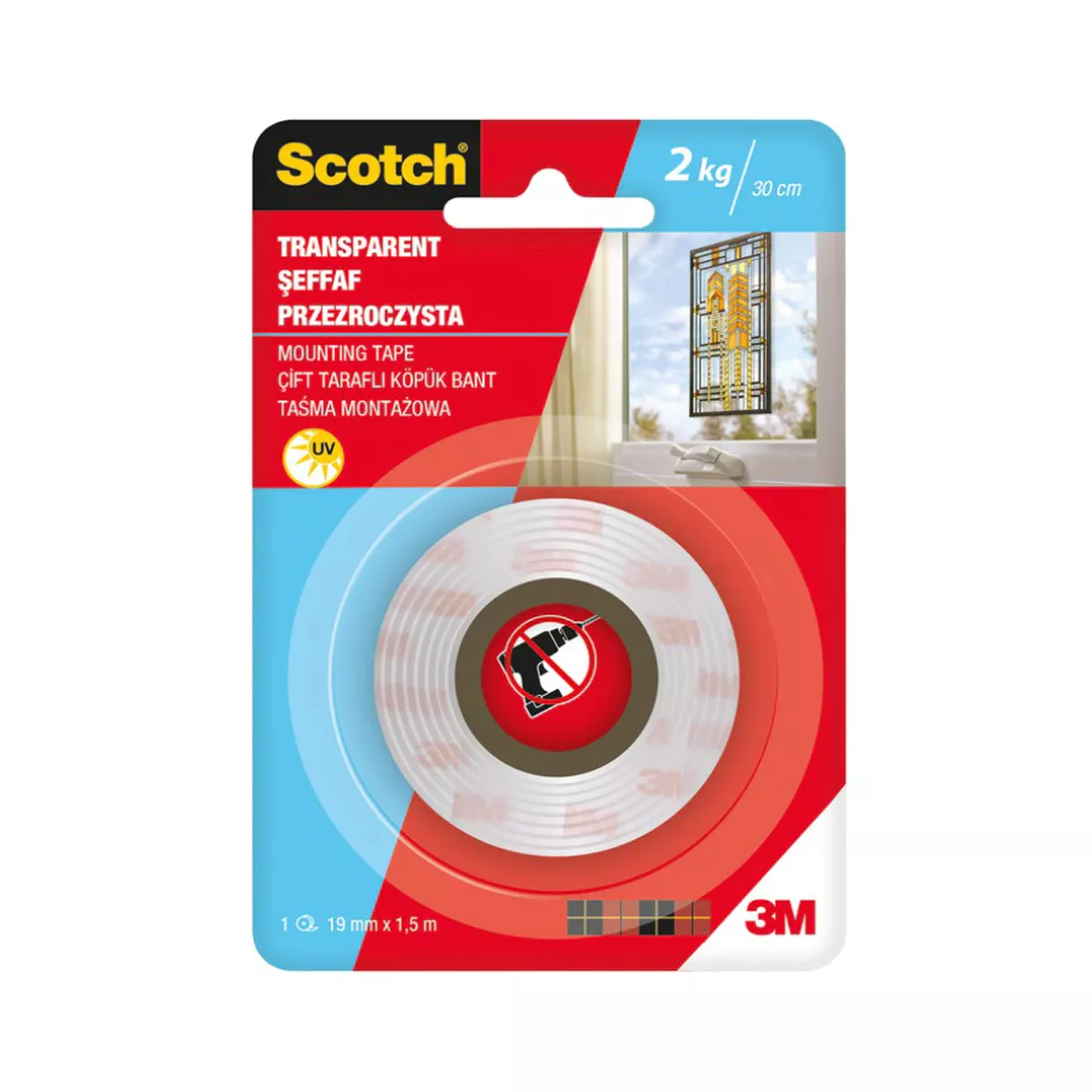 ДВОЙНОЗАЛЕПВАЩА ЛЕНТА ВЪТРЕШНА 1,5М/19ММ 3M SCOTCH