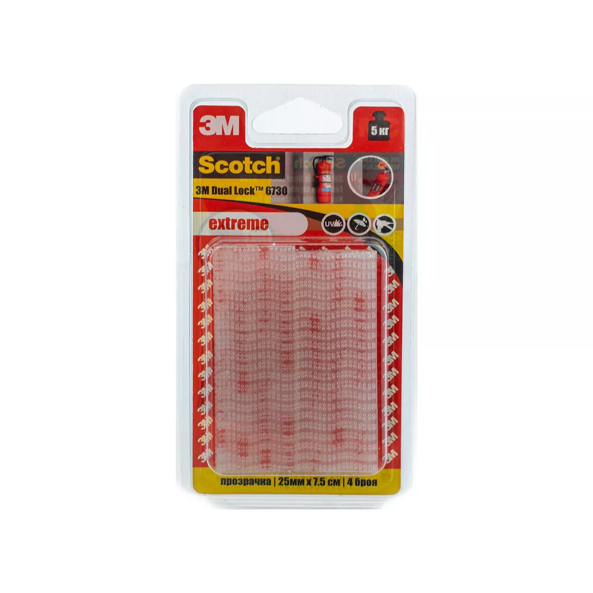 ЛЕНТА SCOTCH DUAL LOCK ПРОЗРАЧНА 25ММ/7.5СМ