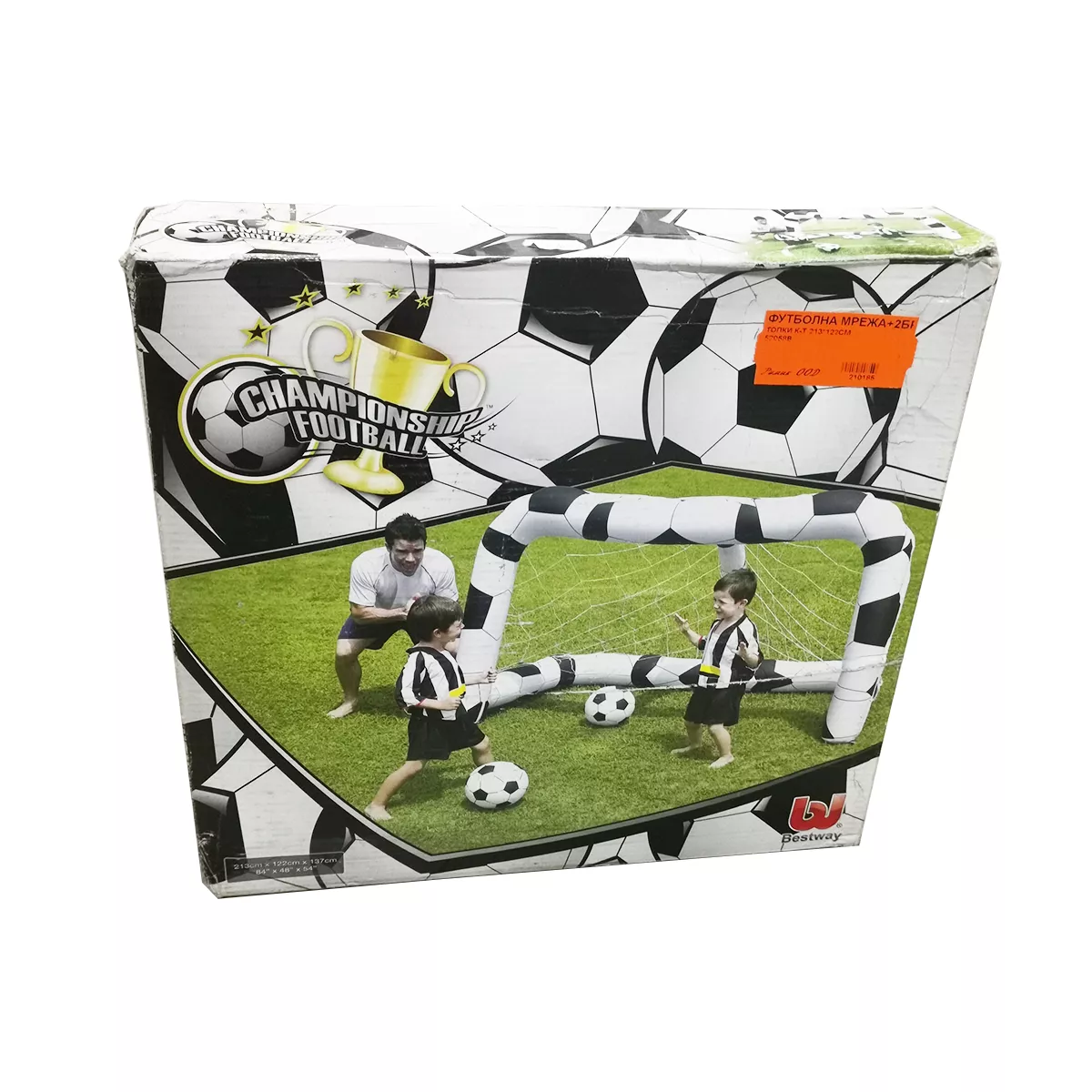 ФУТБОЛНА МРЕЖА 213x122 СМ С 2 ТОПКИ 52058В