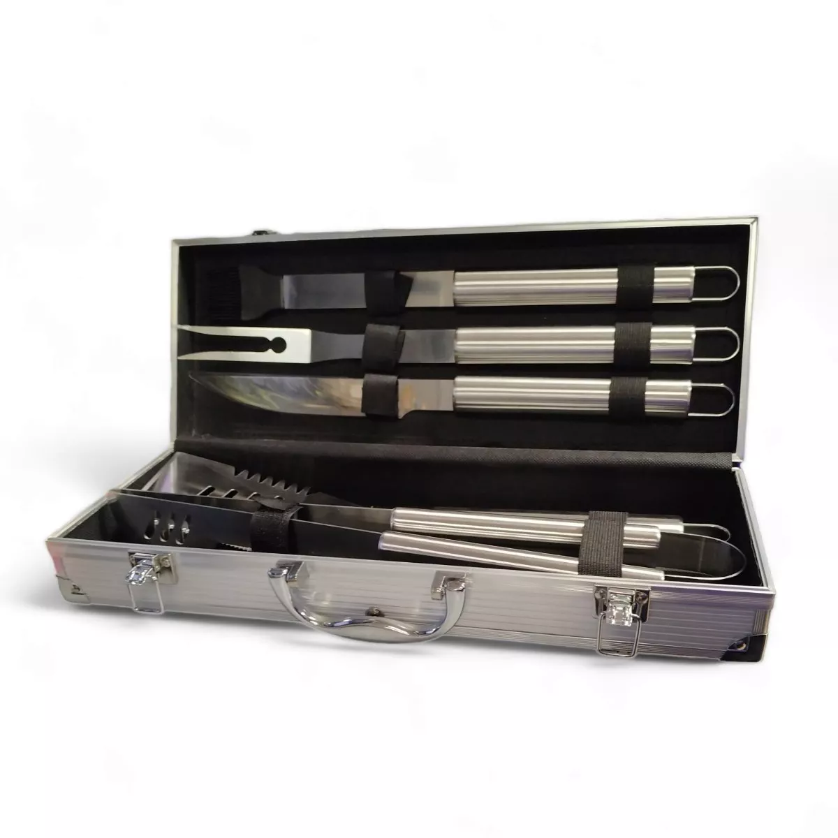 КОМПЛЕКТ ПРИБОРИ ЗА БАРБЕКЮ В КУФАР КОМПЛЕКТ 5БР. 1699/ 19009