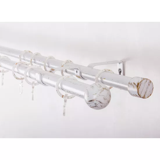 ДВОЕН КОРНИЗ МИРА 19/16 РАЗТЕГ. 160-300СМ БЯЛО-ЗЛАТНО 32398