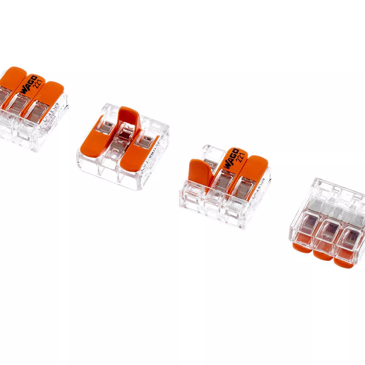 БЪРЗА ВРЪЗКА 3*4 ЗА МЕК И ТВЪРД КАБЕЛ WAGO 221-413 50БР