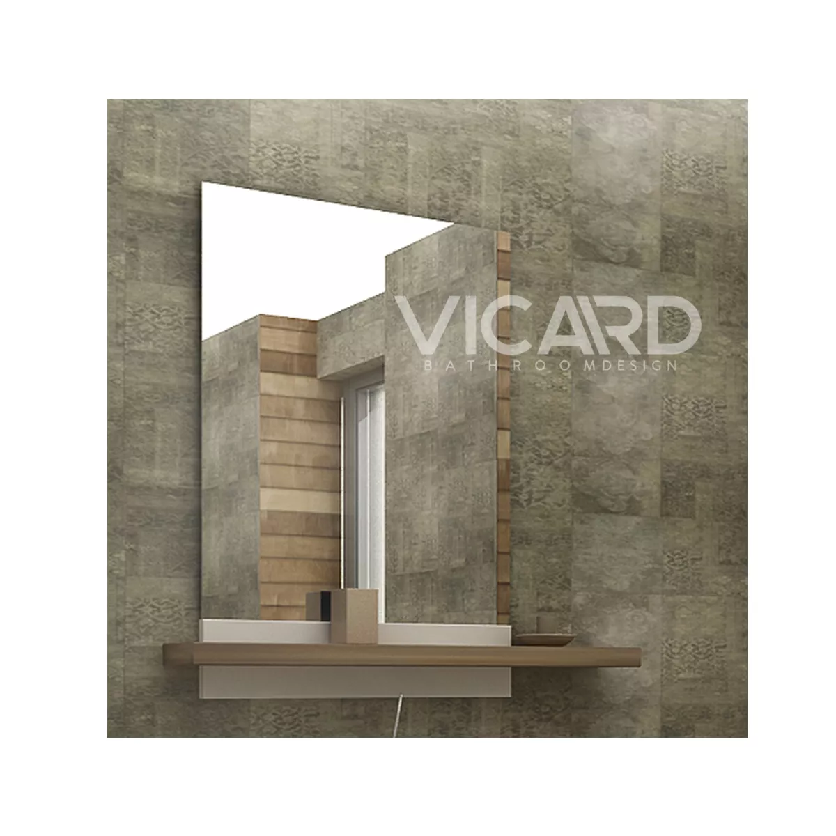 ОГЛЕДАЛО ЛАЙНС С ДЪРВЕНА ПОЛИЦА