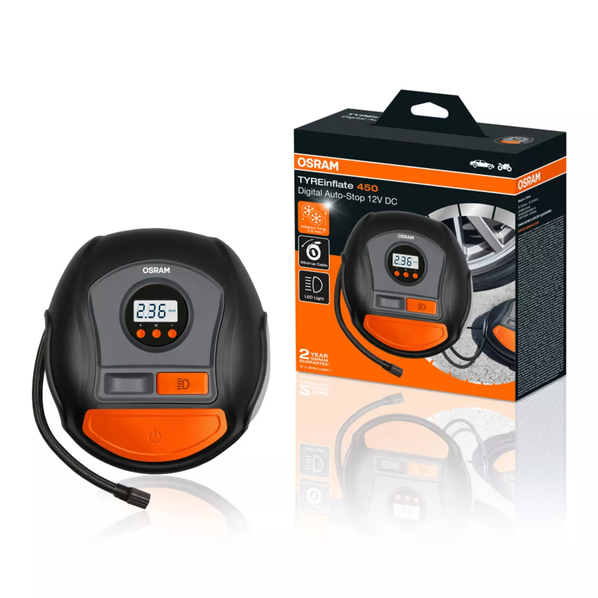 КОМПРЕСОР OSRAM TYREINFLATE 12V DC, 2.4BAR /   OTI450