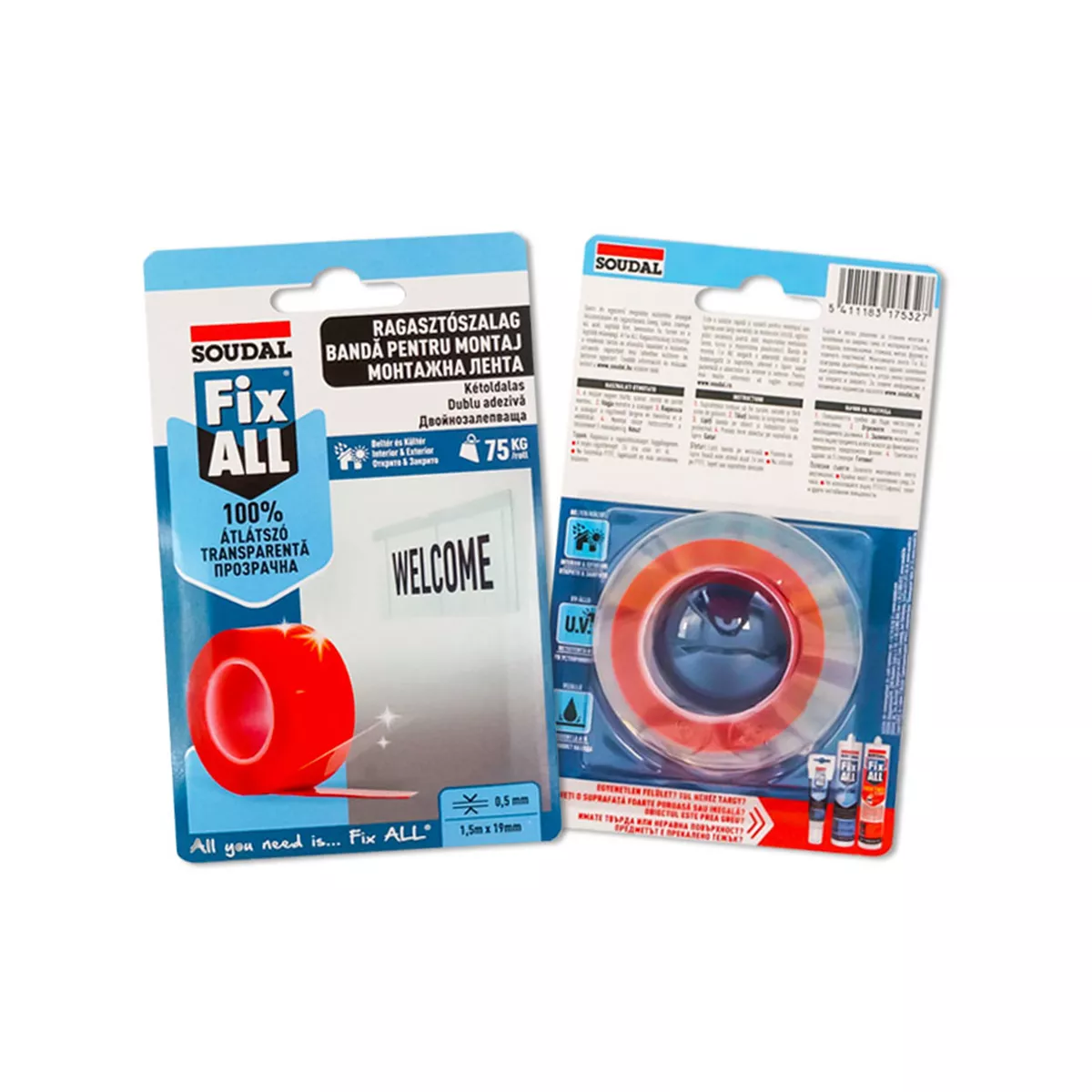 МОНТАЖНА ЛЕНТА SOUDAL ПРОЗРАЧНА 1,5М/19ММ
