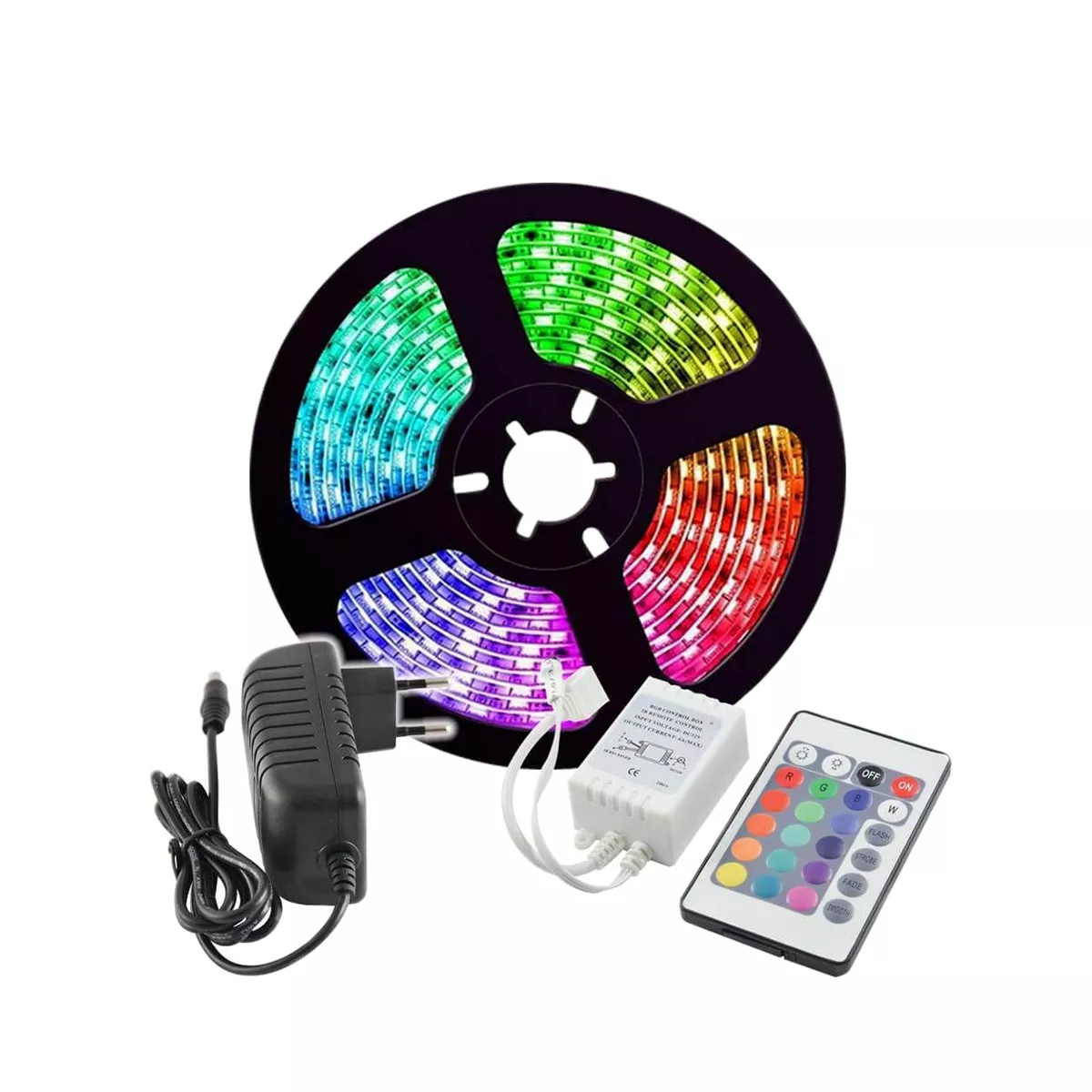 КОМПЛЕКТ RGB ЛЕНТА 5M + ЗАХРАНВАНЕ + КОНТРОЛЕР BAGRA SMD5050 4498