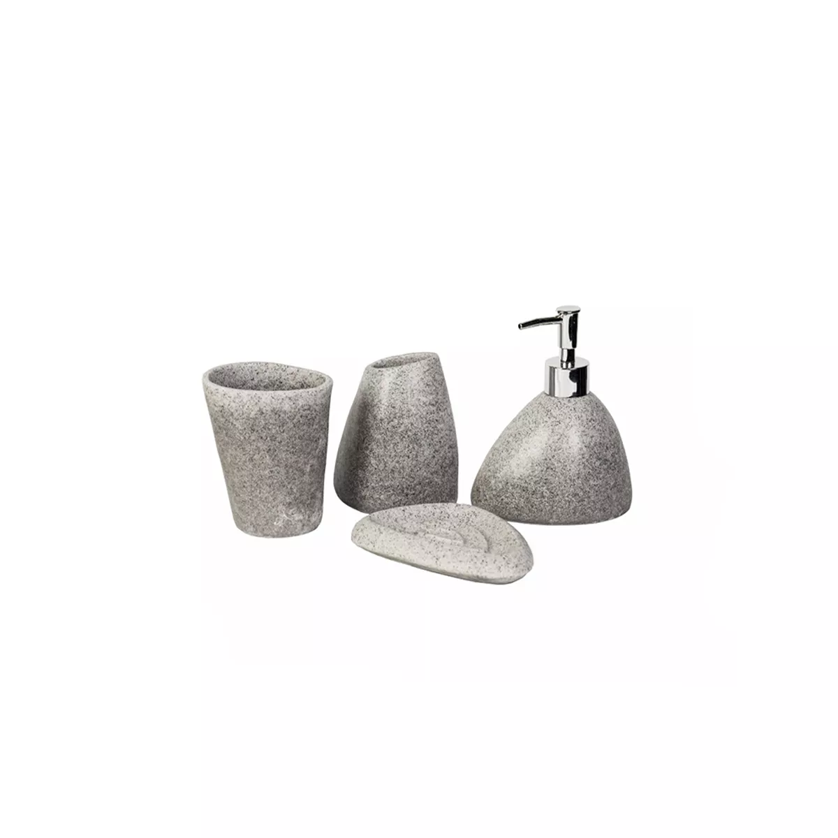 КОМПЛЕКТ АКСЕСОАРИ ЗА БАНЯ G1911039 4 ЧАСТИ СИВИ