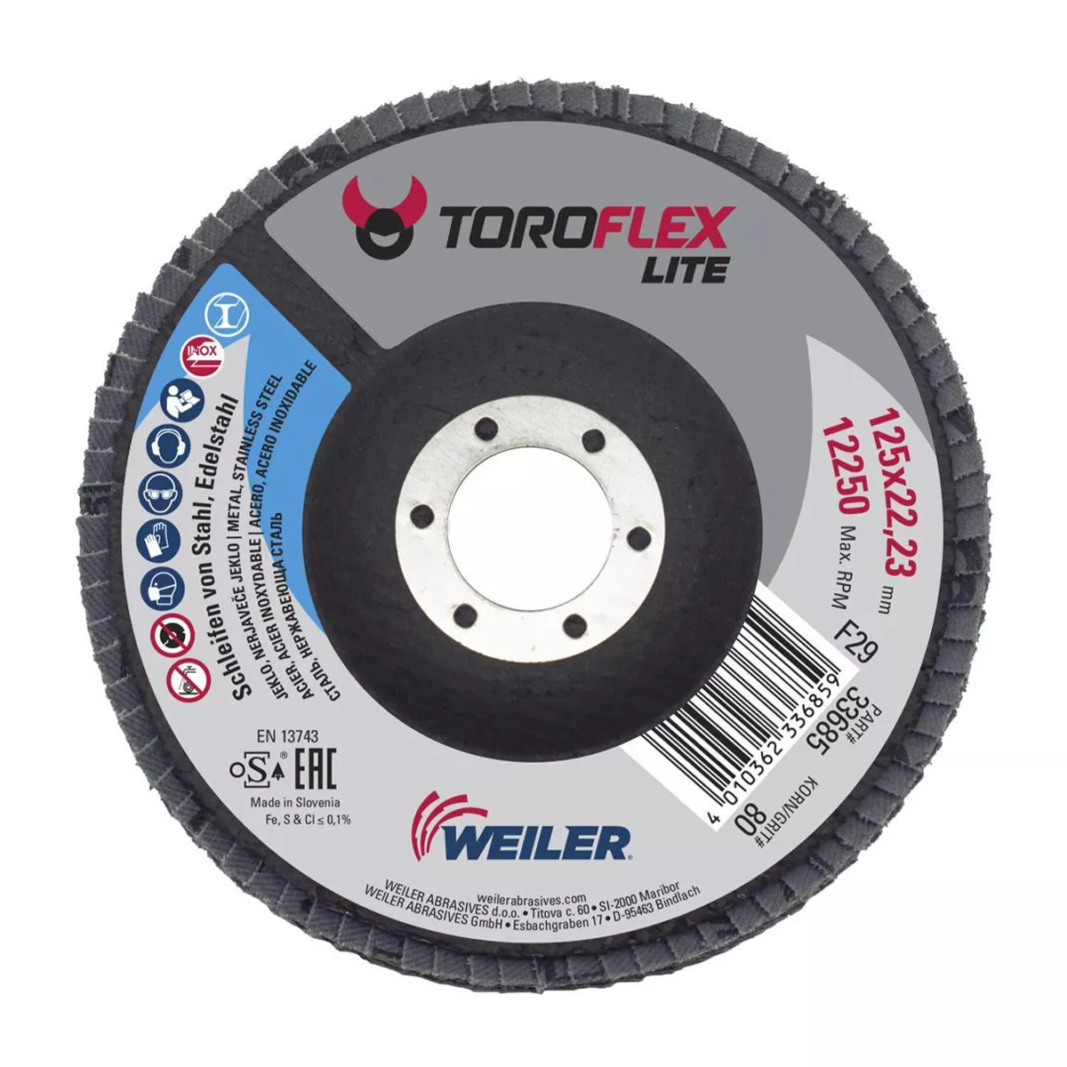 ДИСК ЛАМЕЛ ШКУРКА F29 LITE ZK80 125*22.23 TOROFLEX LITE