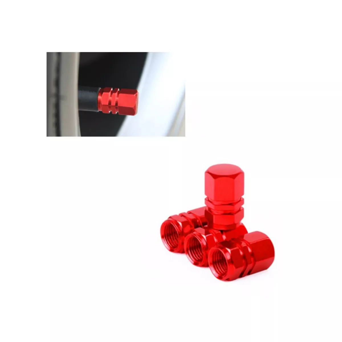 КОМПЛЕКТ ОТ 4 БРОЯ КАПАЧЕТА ЗА ВЕНТИЛ  22170 ЧЕРВЕН