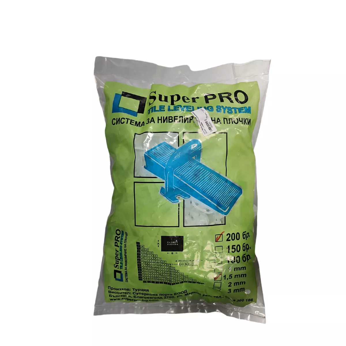 СИСТЕМА ЗА ПЛОЧКИ-КЛИПС 200БР 1,50ММ