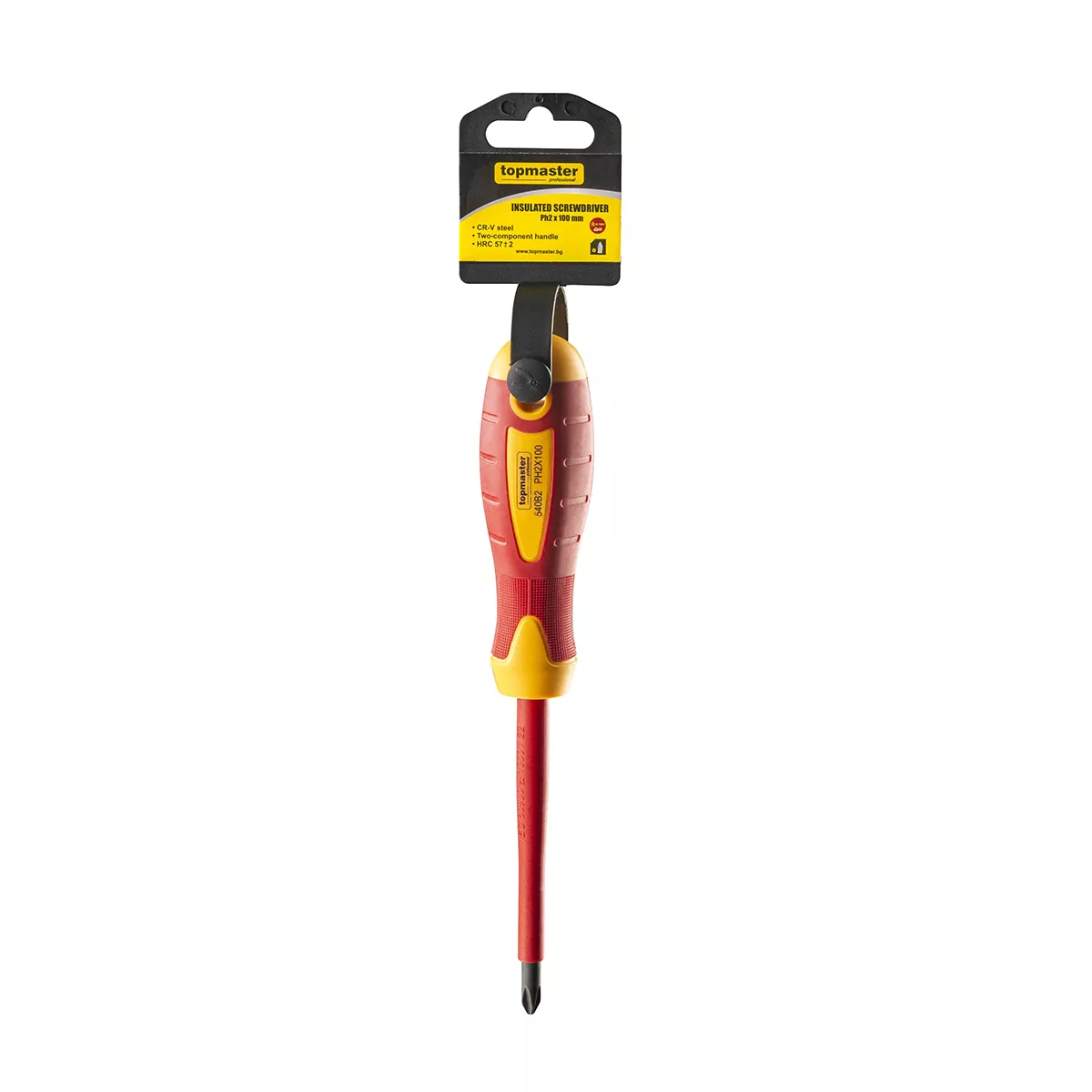 ИЗОЛИРАНА ОТВЕРТКА КРЪСТАТА TOPMASTER РН2х100 ММ