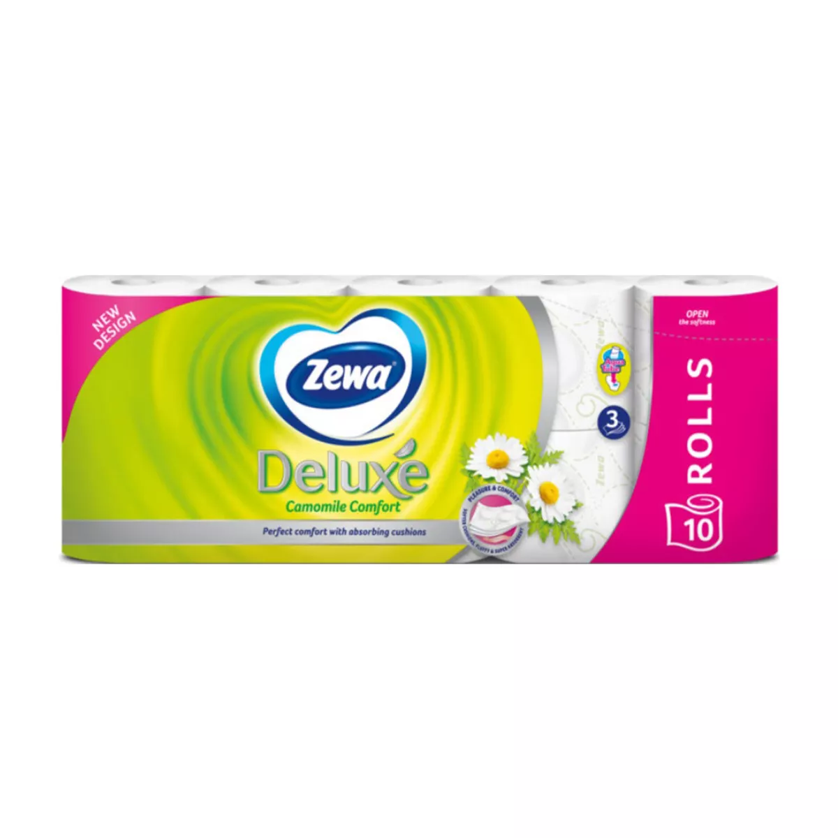 ТОАЛЕТНА ХАРТИЯ ZEWA DELUXE CAMOMILE COMFORT 10 БРОЯ ТРИПЛАСТОВА