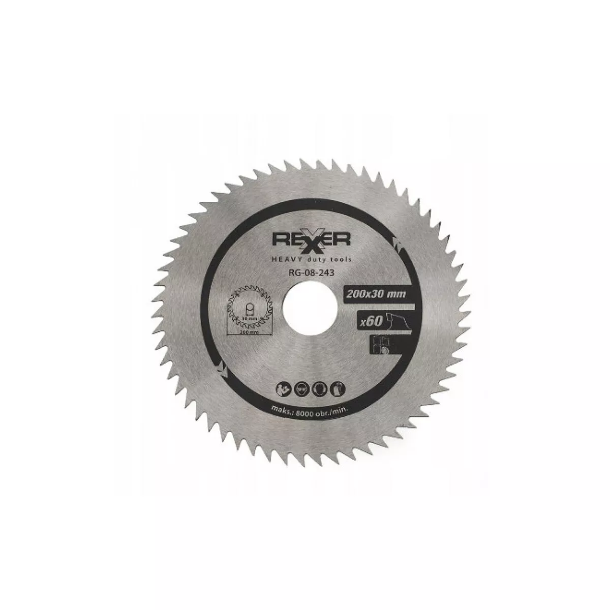 ДИСК ЦИРКУЛЯРЕН ЗА ДЪРВО REXXER RG-08-243 200х30х60