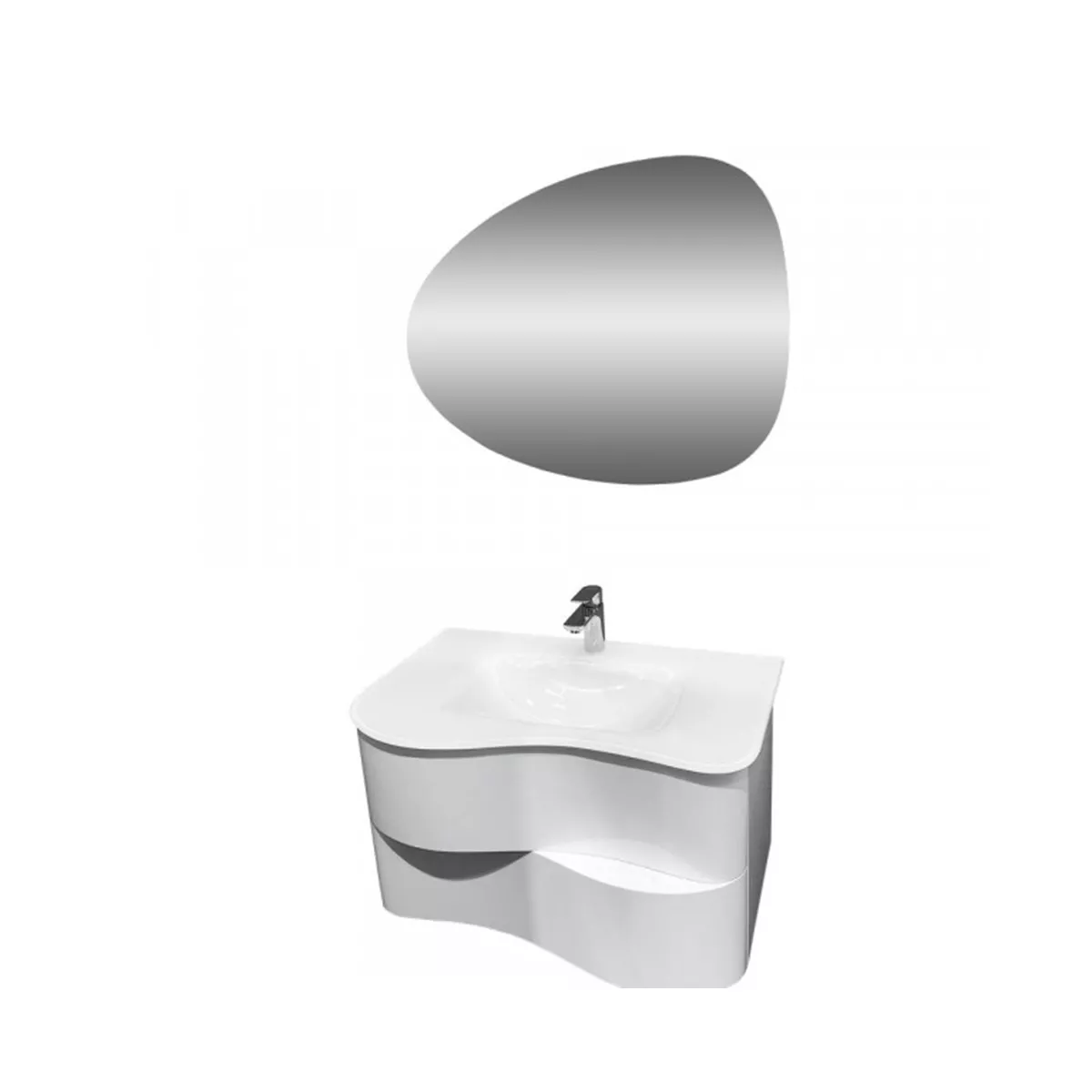 КОМПЛЕКТ ДОЛЕН ШКАФ С УМИВАЛНИК И LED ОГЛЕДАЛО MAKENA САРАГОСА