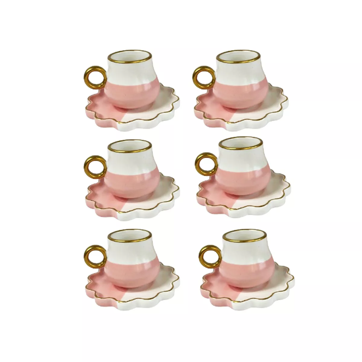 СЕРВИЗ ЗА КАФЕ БЯЛО И РОЗОВО 12 ЧАСТИ