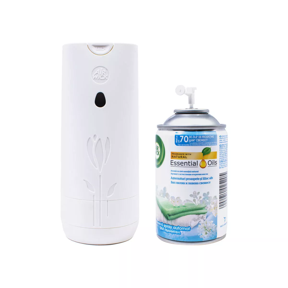 КОМПЛЕКТ АРОМАТИЗАТОР AIRWICK FRESHMATIC БЯЛ ЛЮЛЯК 250 МЛ