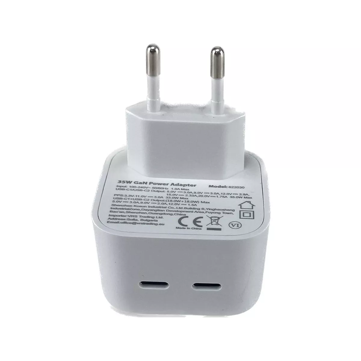 БЪРЗО ЗАРЯДНО УСТРОЙСТВО VS MOBILE 100-240V 18W USB-C 30108