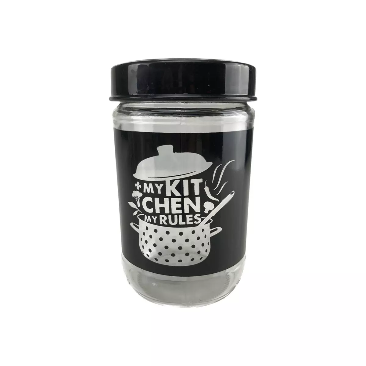 СТЪКЛЕН БУРКАН С ДЕКОР - КУХНЯ, 0.660МЛ./  И102942/3