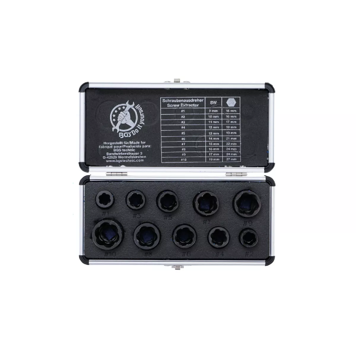 КОМПЛЕКТ ЕКСТРАКТОРИ 9-19ММ 3/8 10 БРОЯ 339702