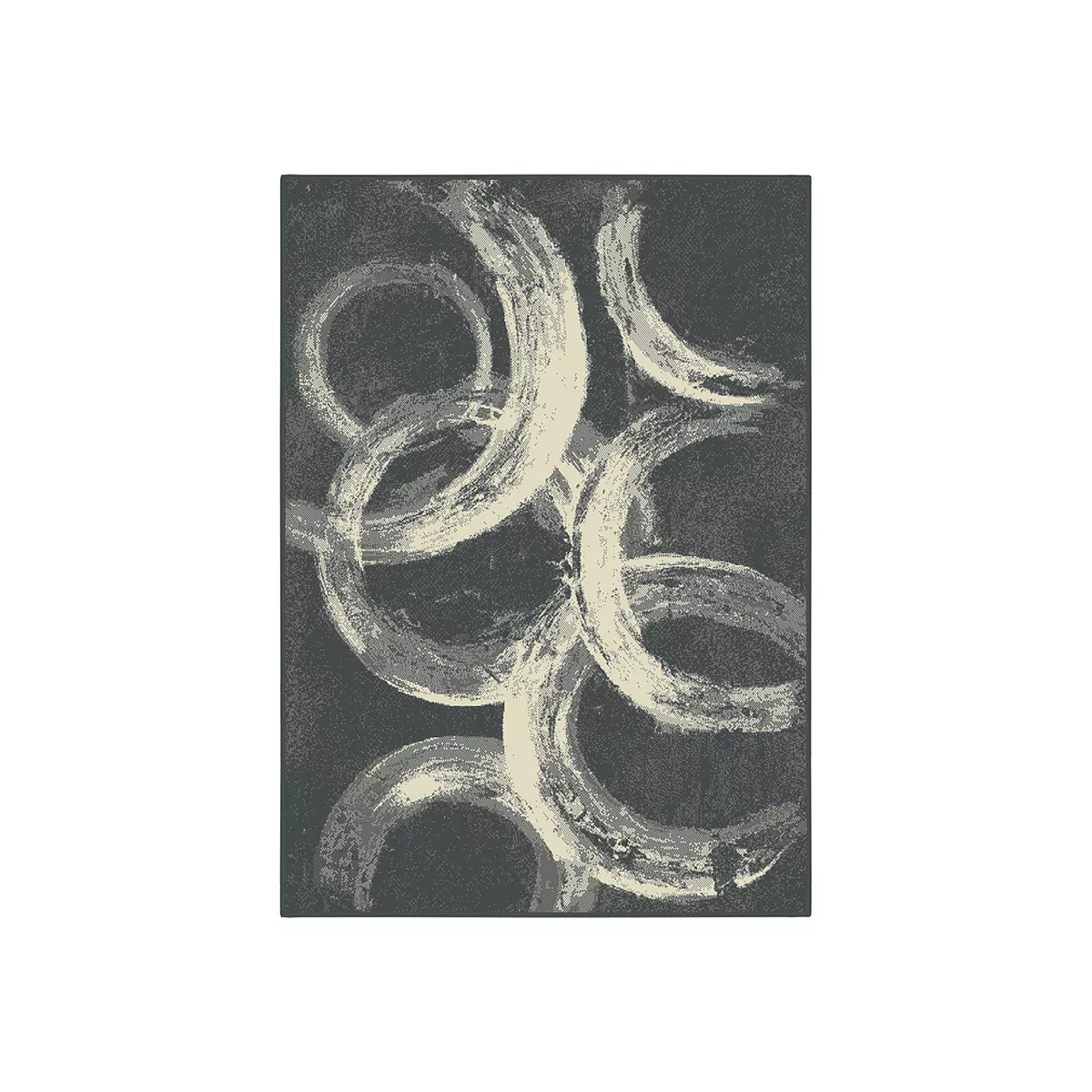 КИЛИМ LANU -  АБСТРАКТЕН СЪС СИВИ КРЪГОВЕ,  60*110СМ., МОД. 213504523/  89922