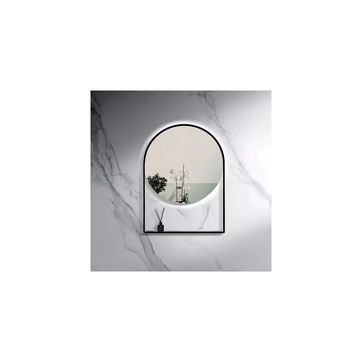 LED ОГЛЕДАЛО 60/80 С ЧЕРНА РАМКА,ЧАСОВНИК LED601 3514024