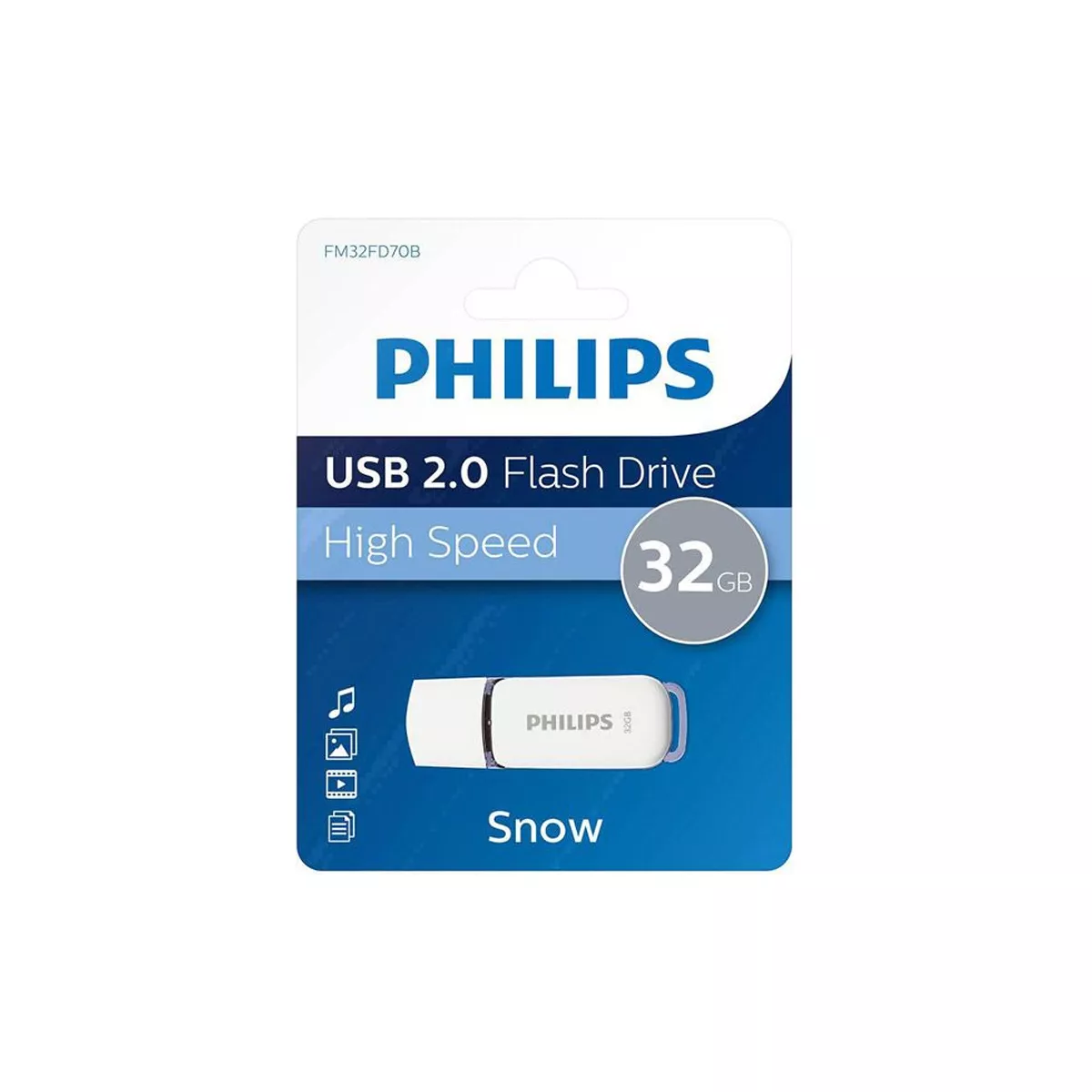 ФЛАШ ПАМЕТ - PHILIPS,  USB 2.0 , 32GB., БЯЛА