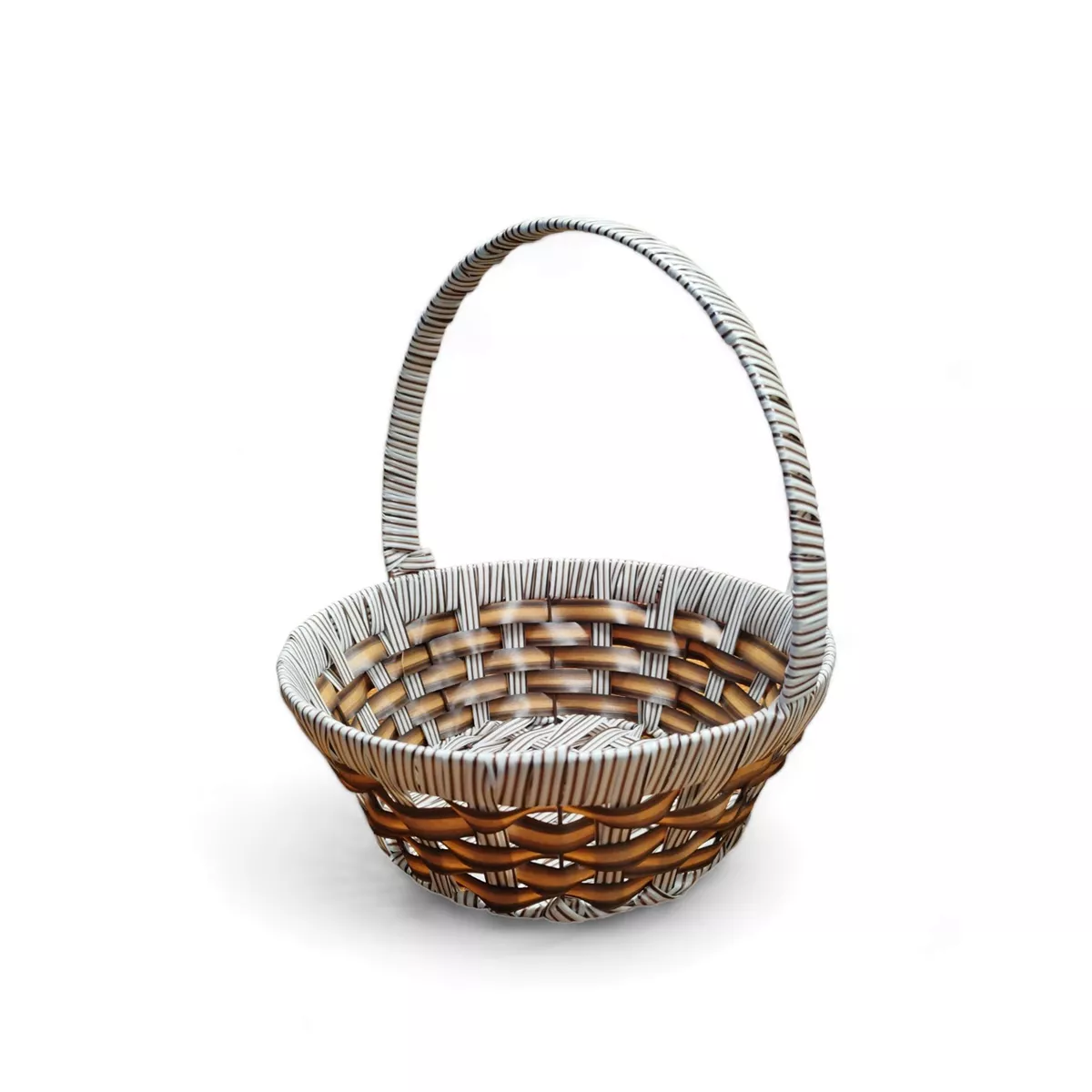 КОШНИЦА КРЪГЛА - СРЕДНА, 25СМ., КАФЯВА С БЯЛО/   14107/3